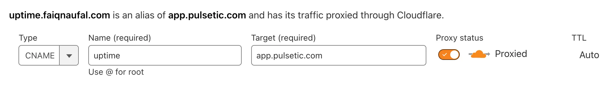 Image of adding a new DNS record in the Cloudflare